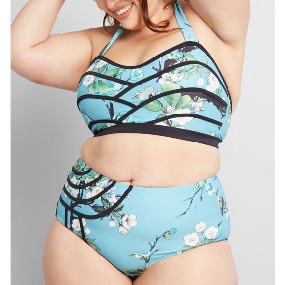 Modcloth Other - ModCloth floral high waist plus size bikini nwot